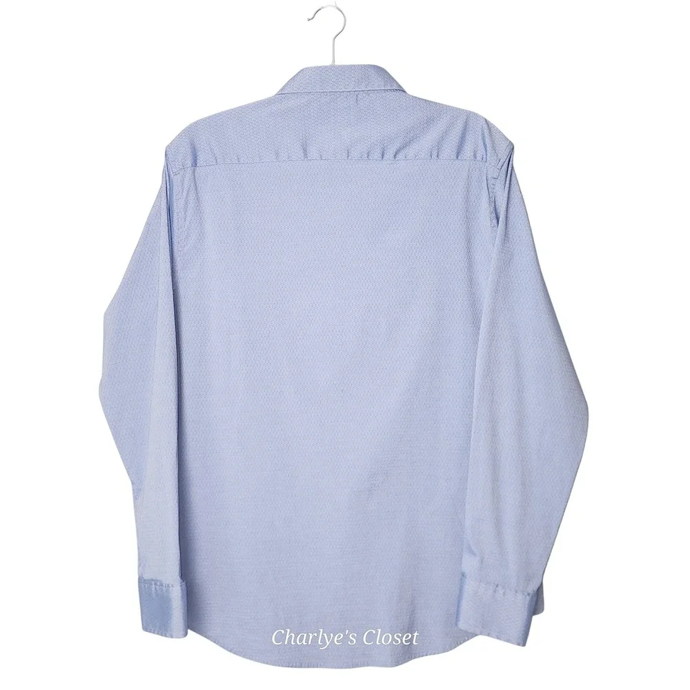 7 Diamonds‎ Button Down Dress Shirt L Caribbean Skies Classic Fit Euro Chic
